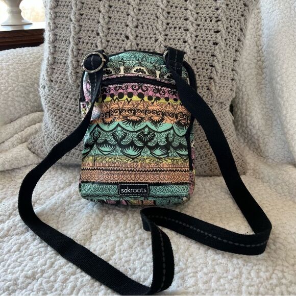 Sakroots Artist Circle Coated Canvas Peace Elephant Print Crossbody Bag Purse - Picture 5 of 16